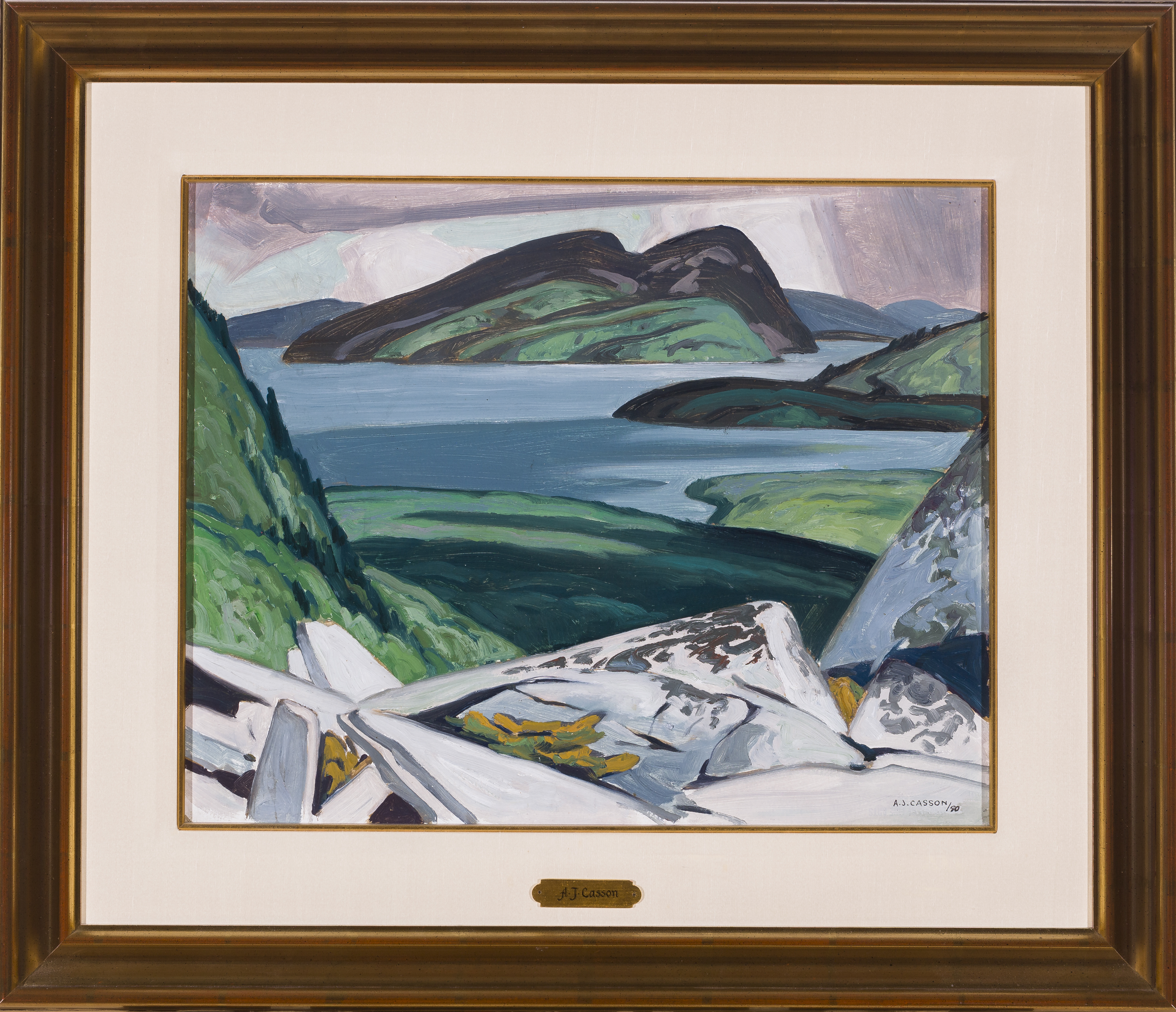 Outlet La Cloche Mountain and Lake, by Franklin Carmichael Framed