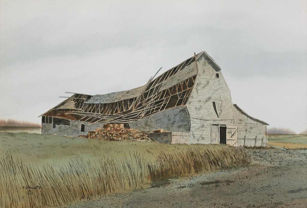Old Barn Roof Collapsing by Armand Paquette Mayberry Fine Art